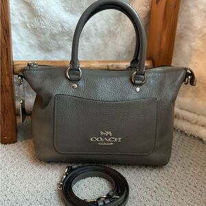 Coach Gray Pebble Leather Mini Emma Satchel - Silver Hardware